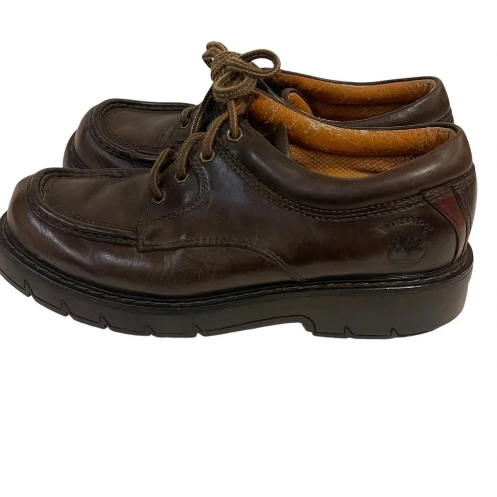 Vintage TIMBERLAND Y2K Vintage Brown Leather Shoes Boots - Picture 4 of 8